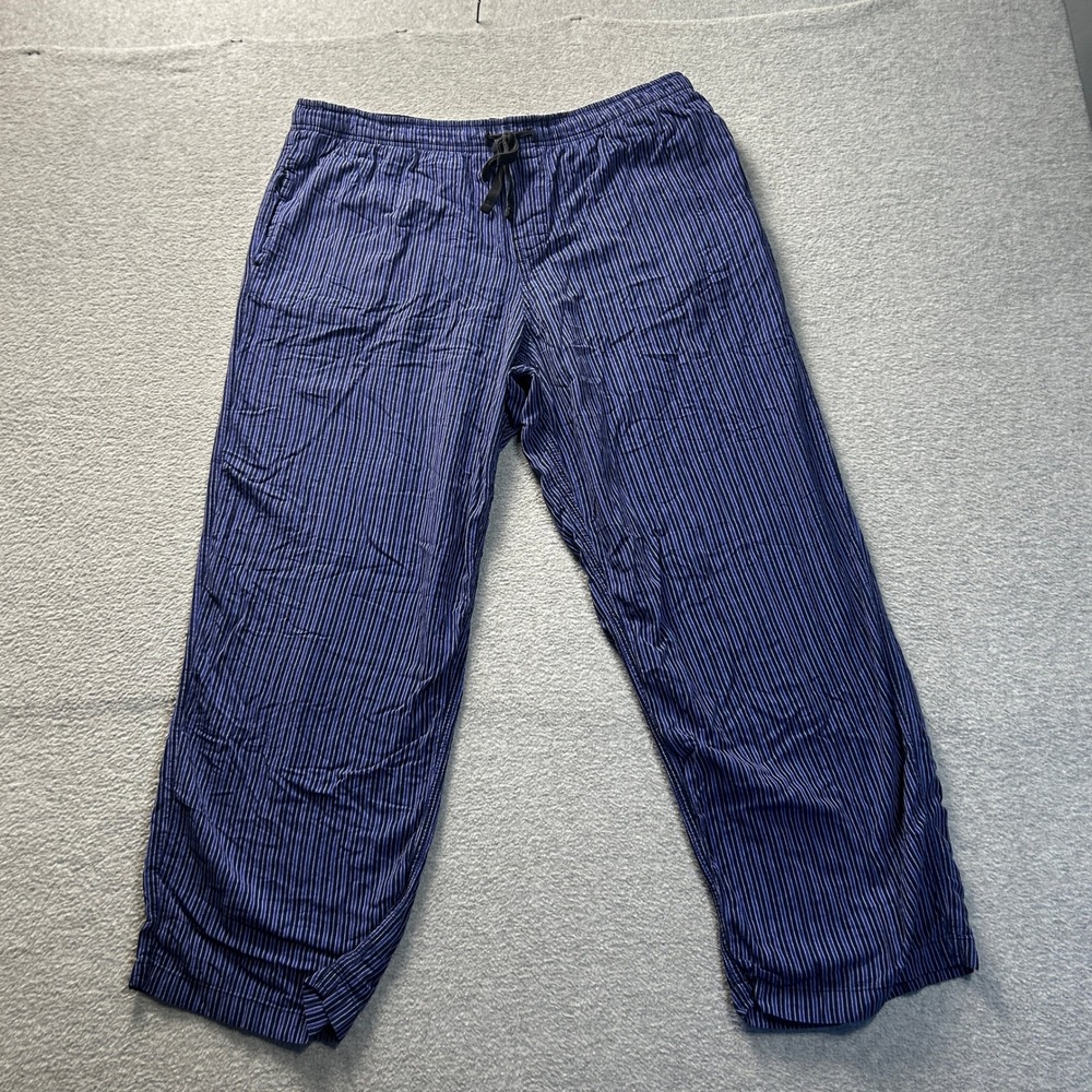 Apt. 9 Capri Lounge Pants Womens Medium‎ Blue Striped Drawstring Elastic Waist